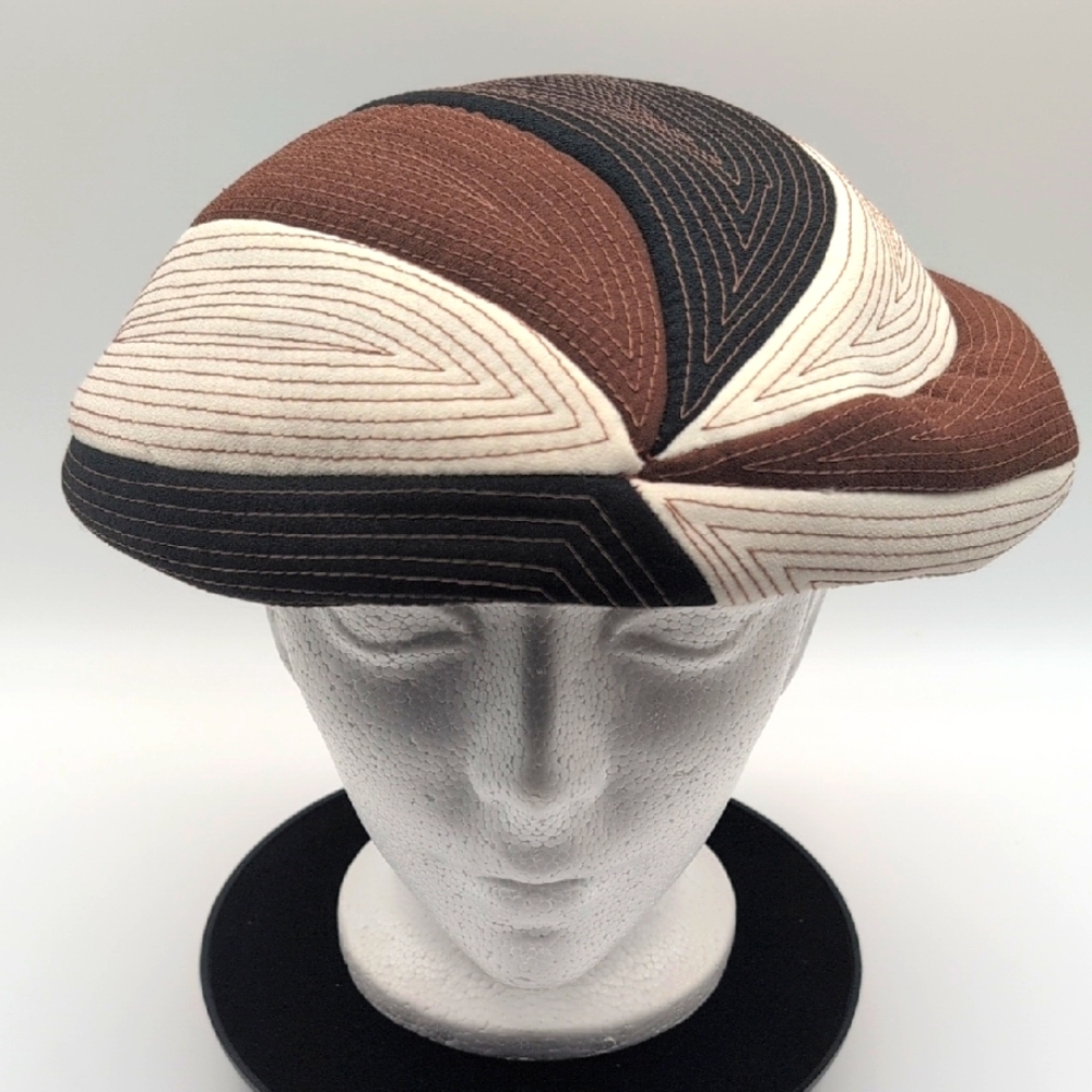 Raymond| Vintage Black and Brown Striped Swirl Textured Hat